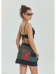 Snap Front Pocket Patchwork Wrapped Black Ethnic Skirt 4686